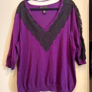 Lane Bryant 3/4 sleeve Purple Sweater